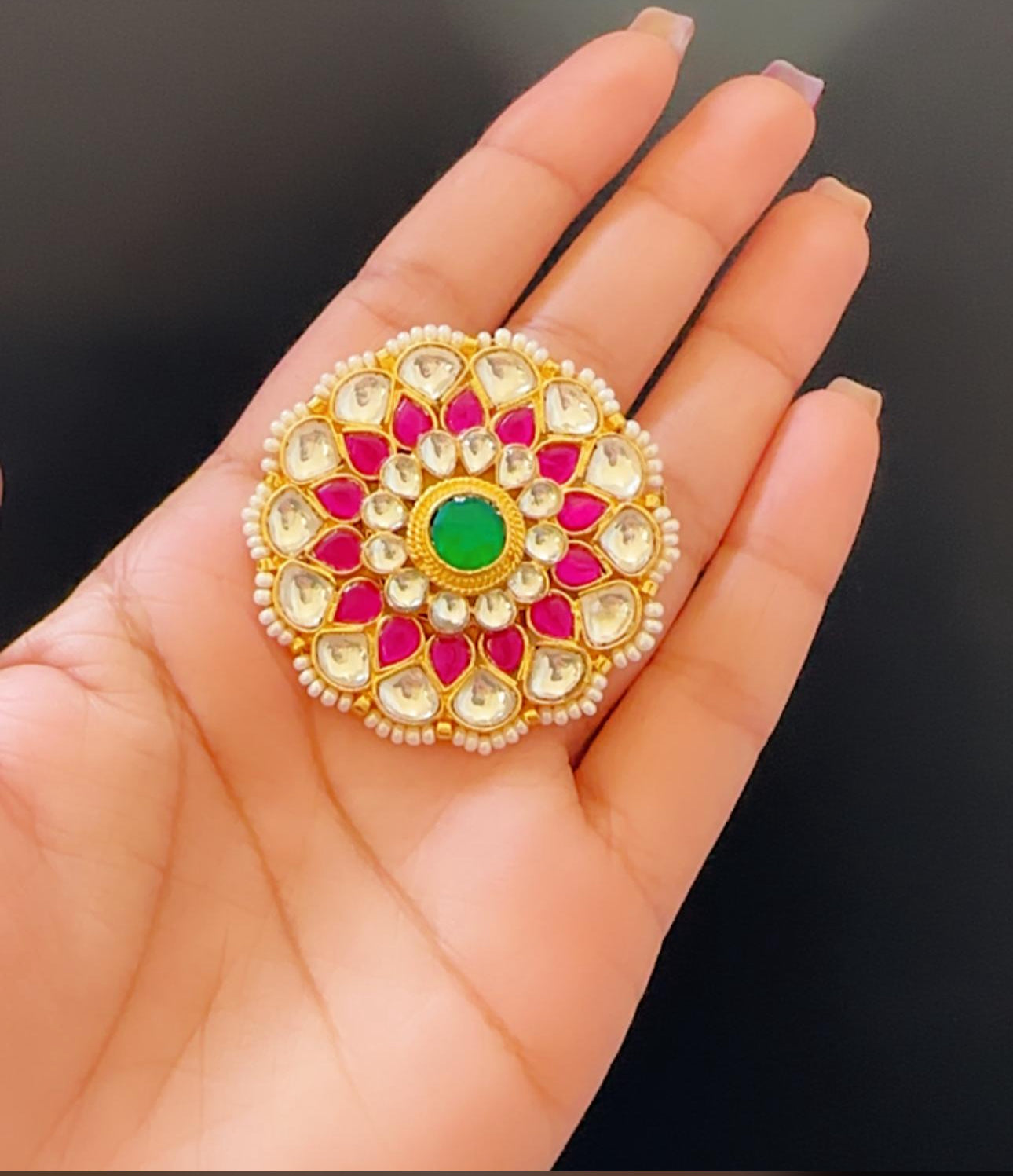 Pachi kundan Ring