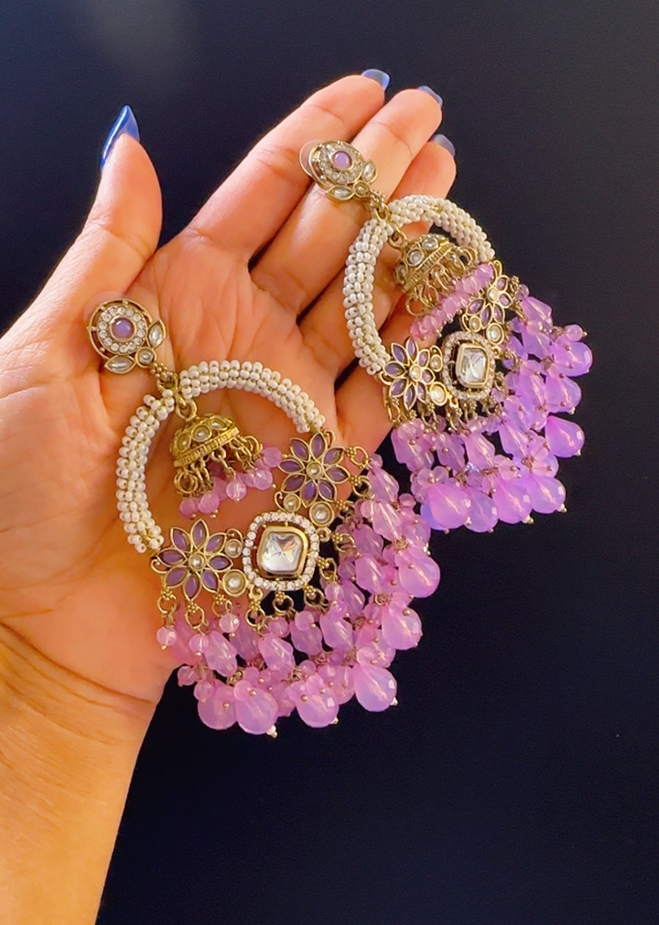 Kundan earrings Lavender