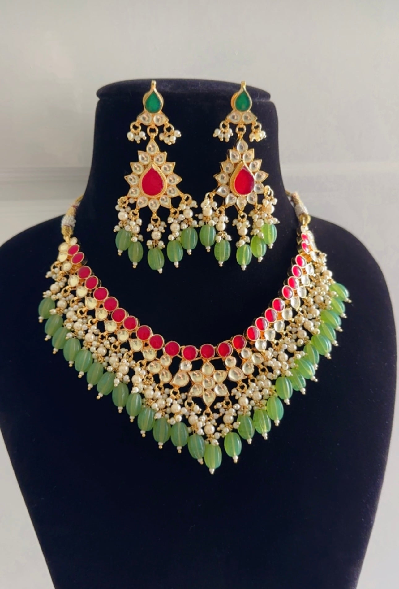 Pachi kundan necklace set
