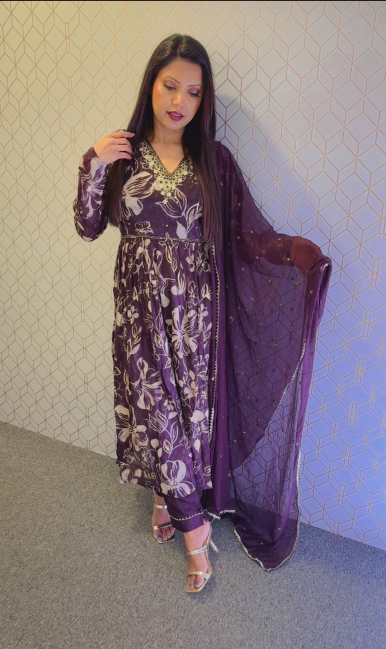Aliya style suit dark purple wine