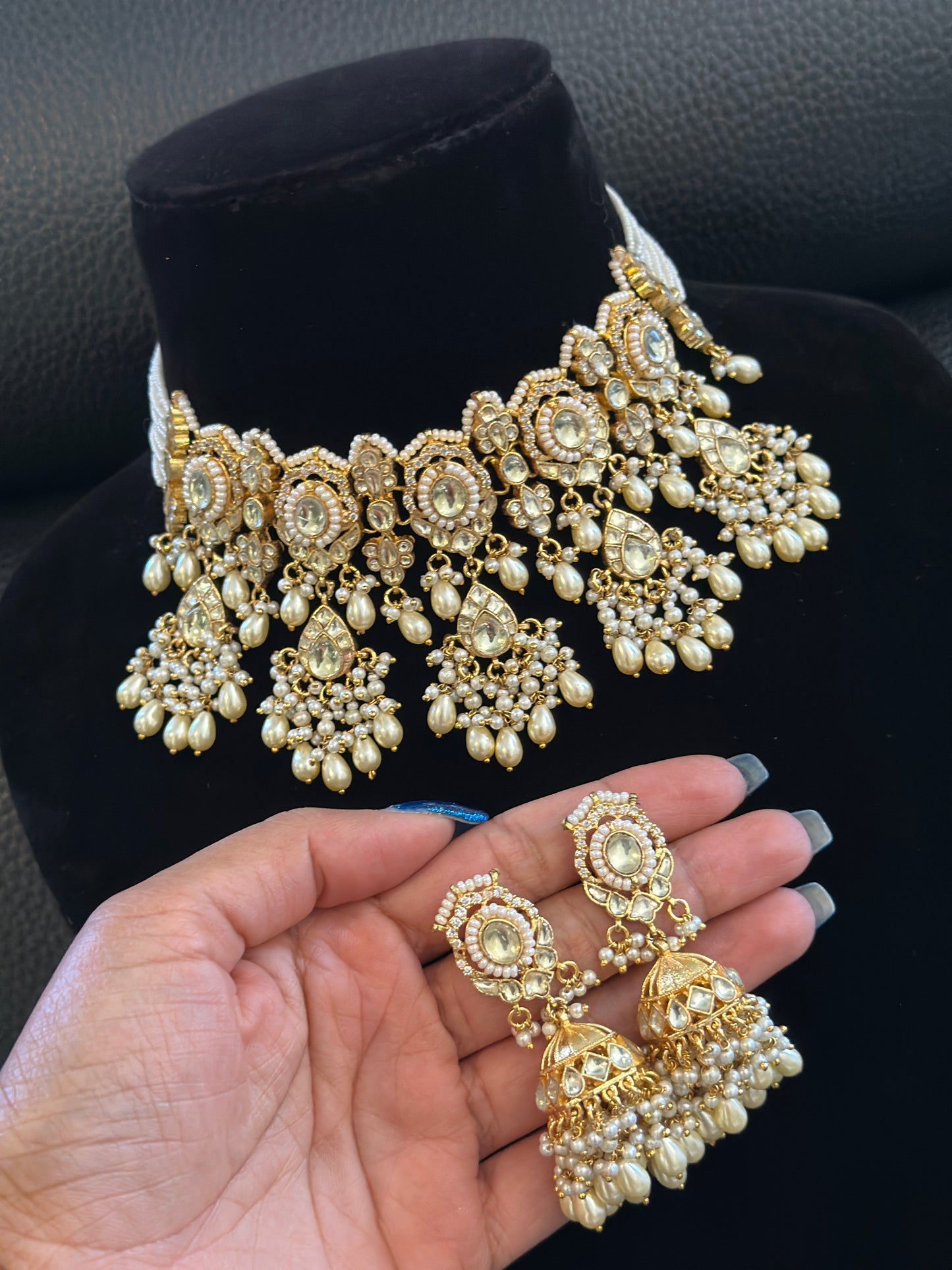 Premium set in Pachi kundan