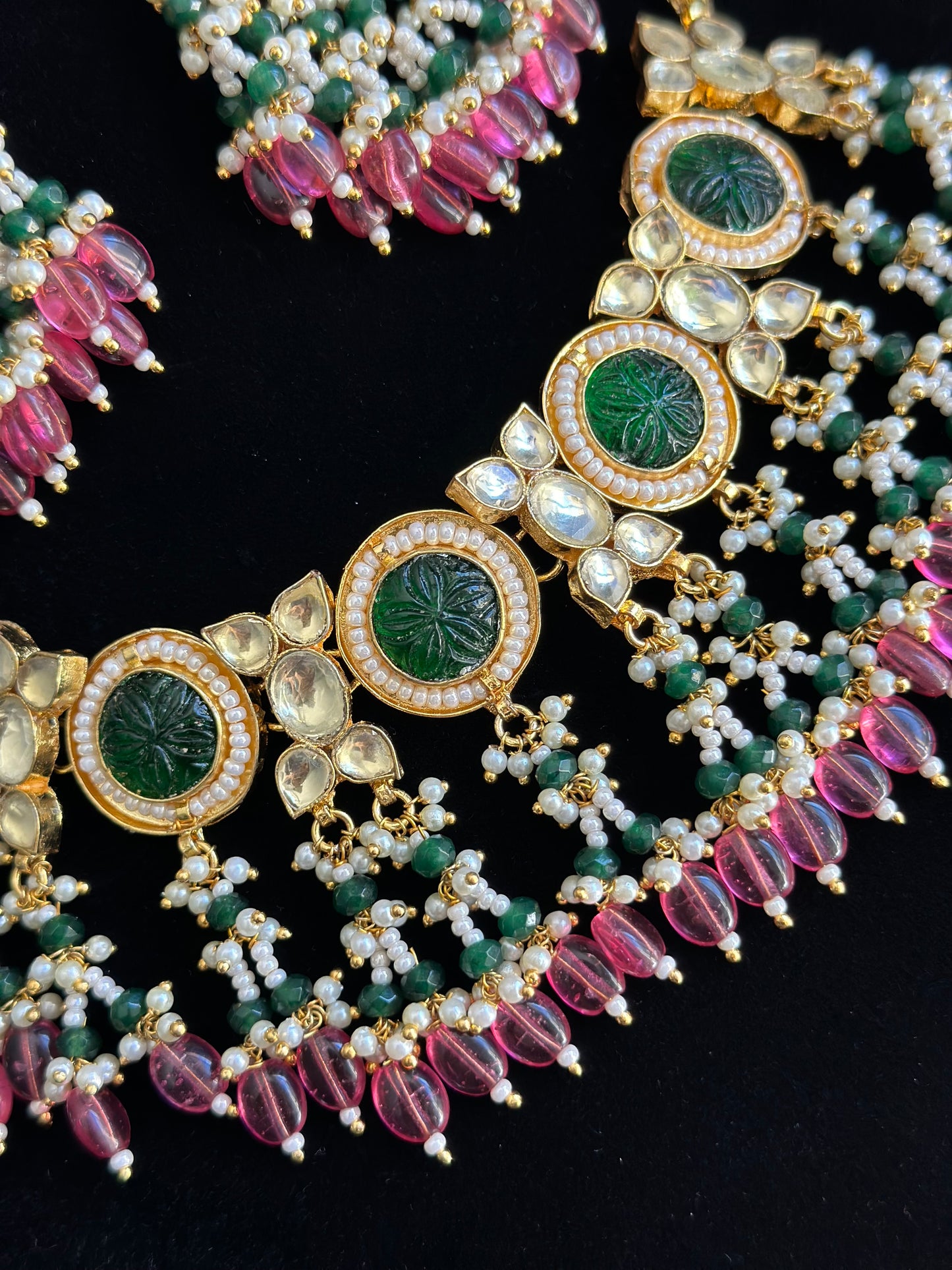 Pachi kundan necklace set