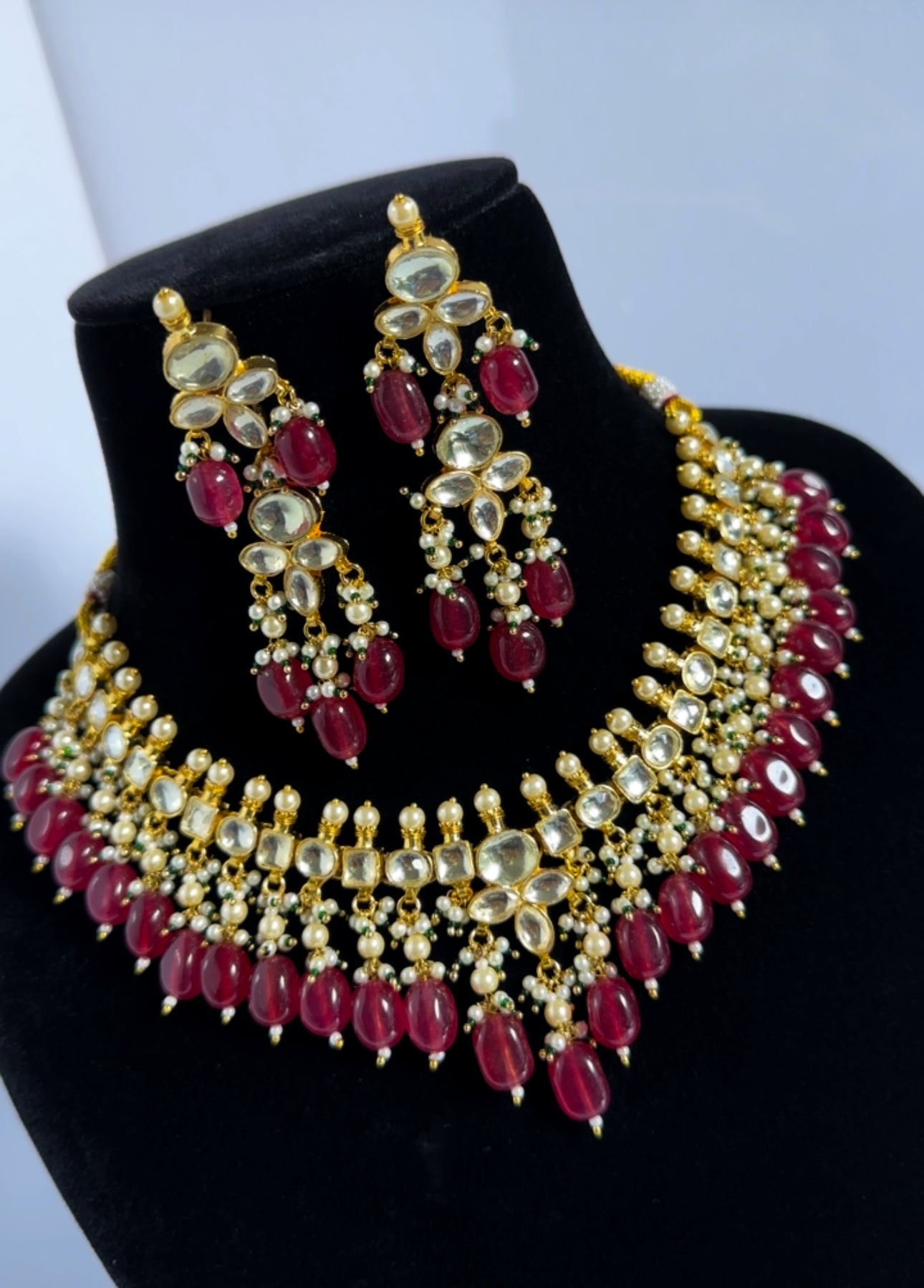 Pachi kundan necklace set