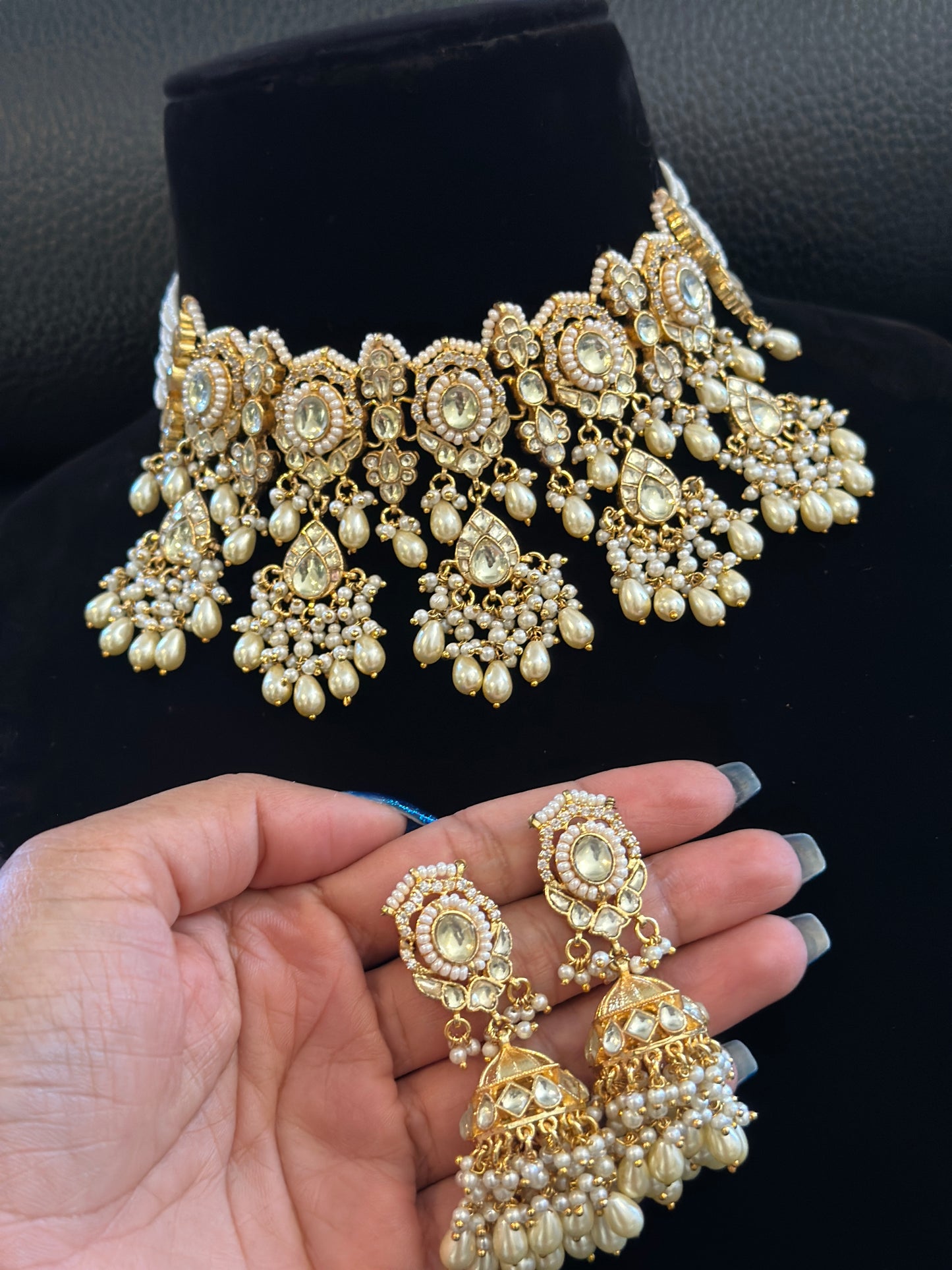 Premium set in Pachi kundan