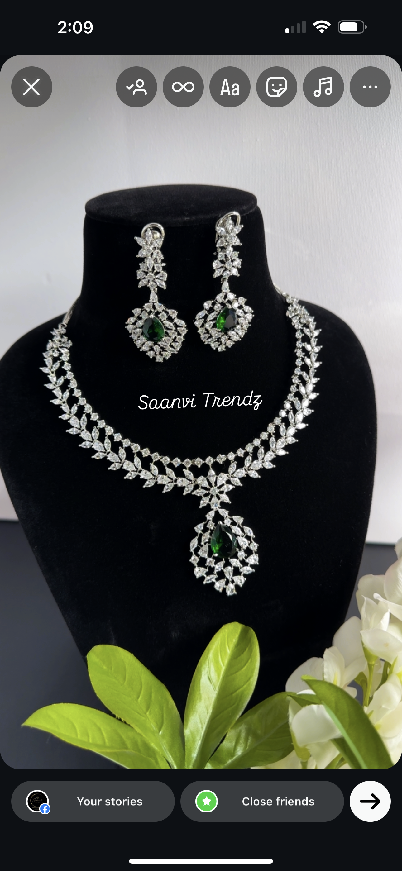 Premium necklace set in American diamonds