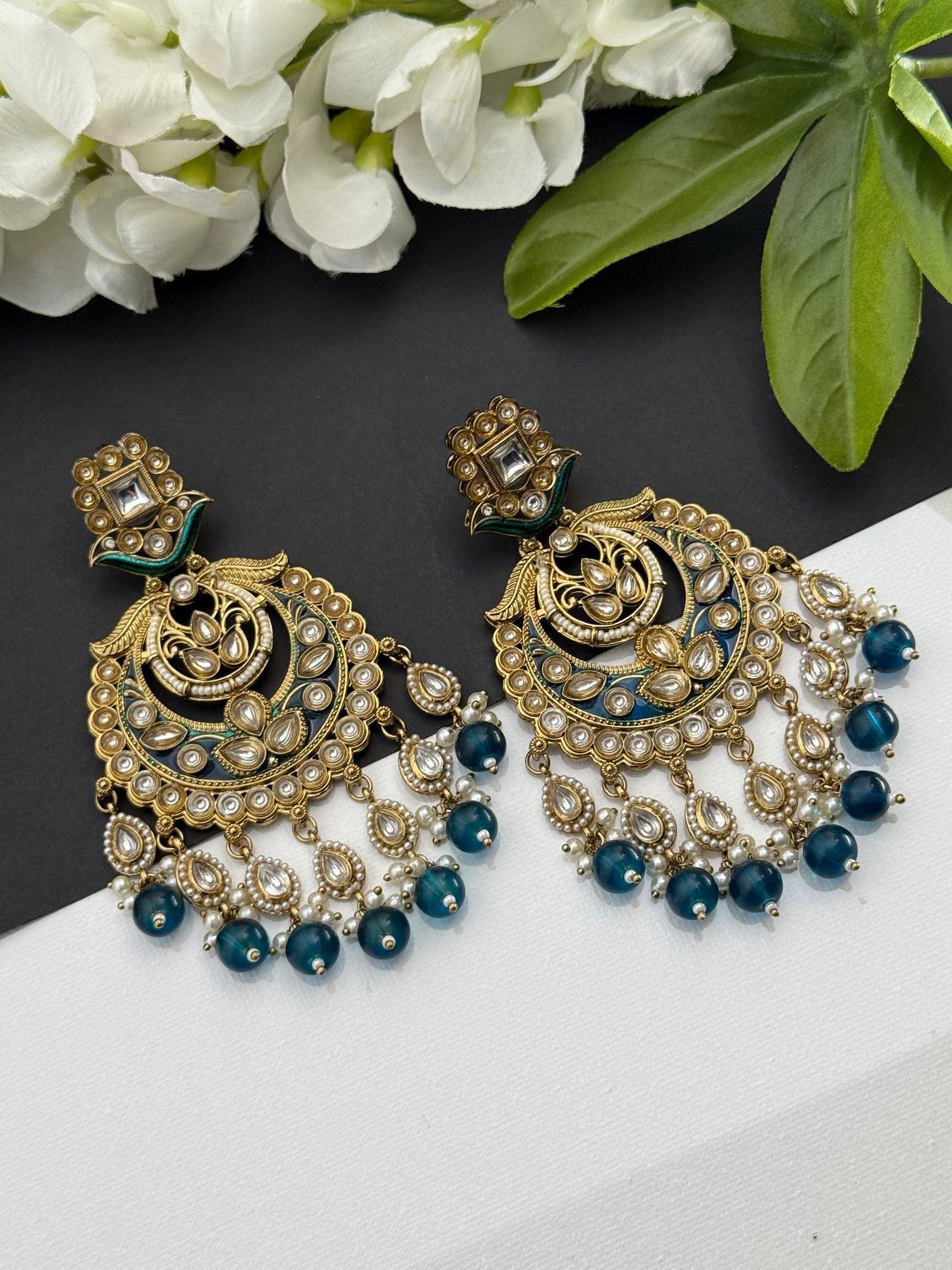 Kundan earrings peacock