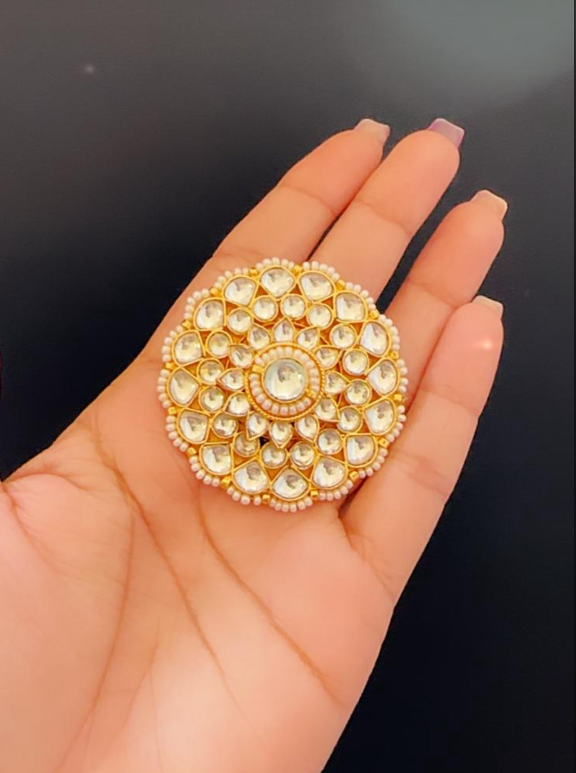Pachi kundan Ring