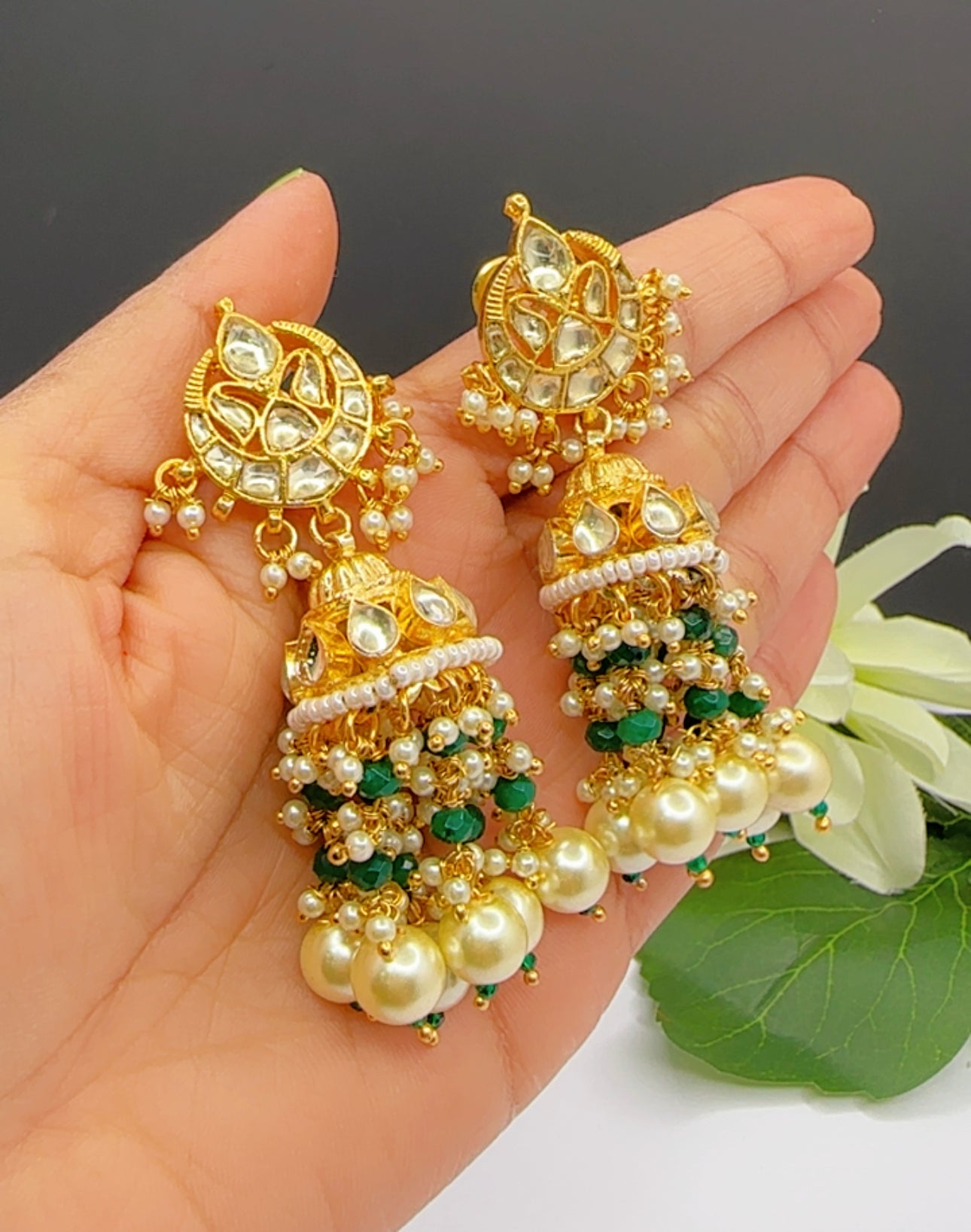 Pachi kundan jhumki