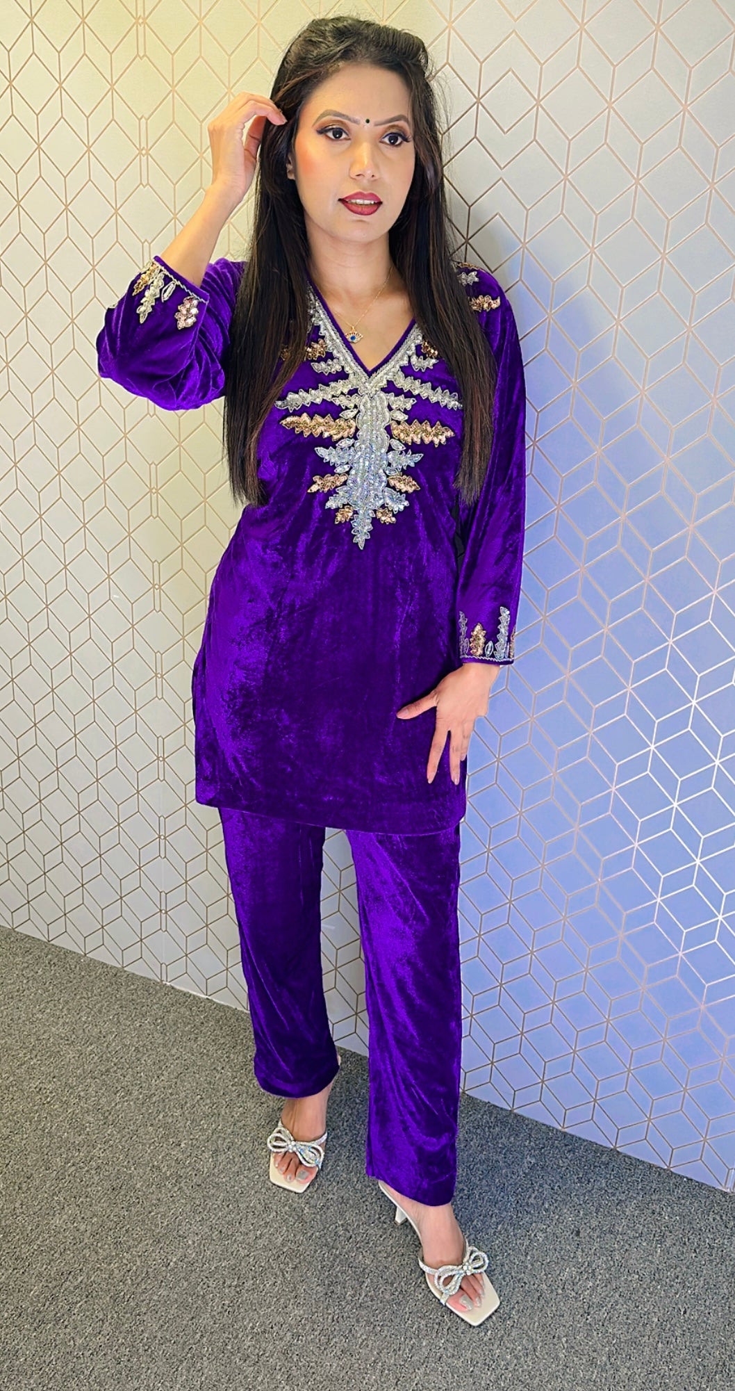 Velvet two piece outfit