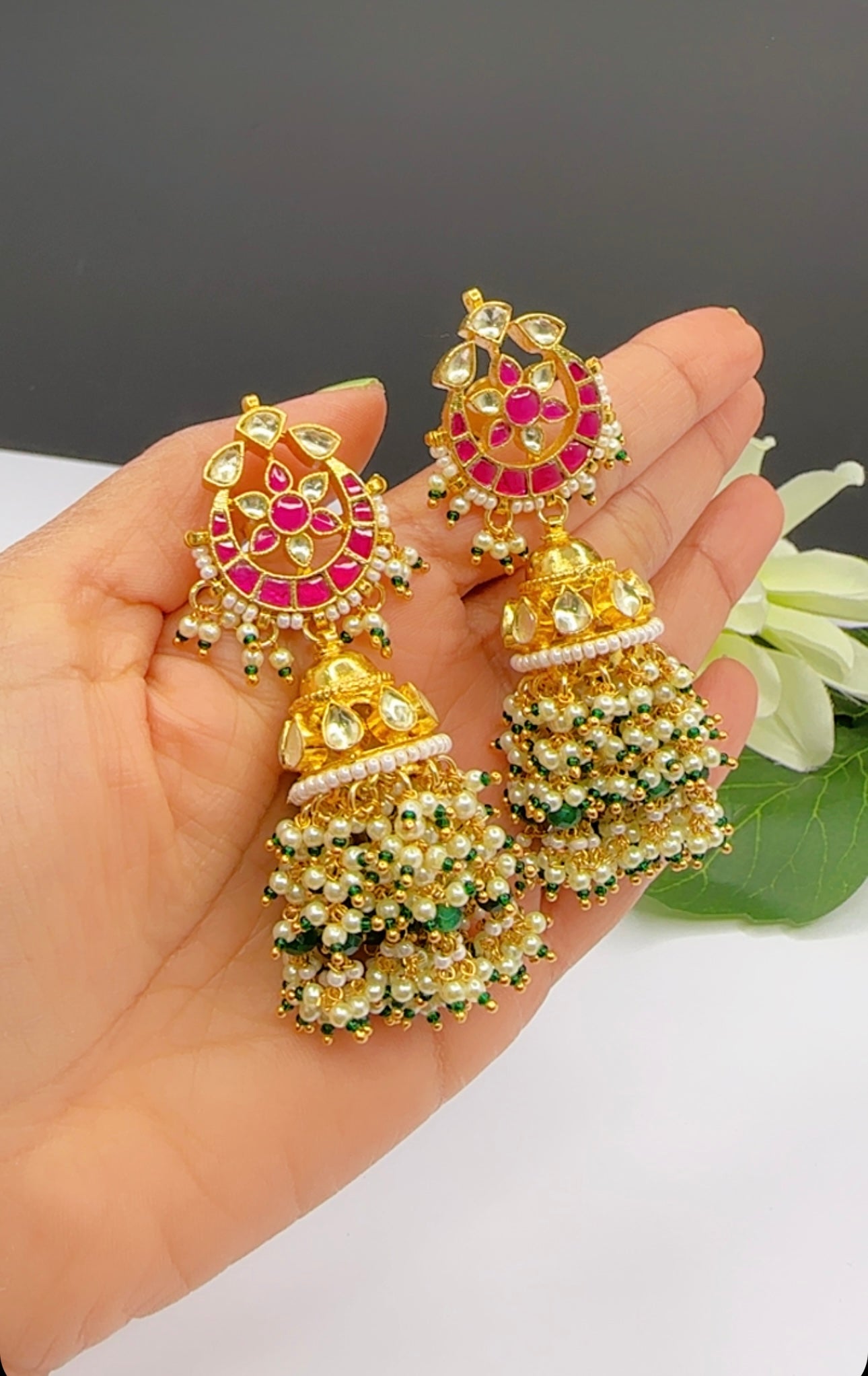 Pachi kundan jhumki