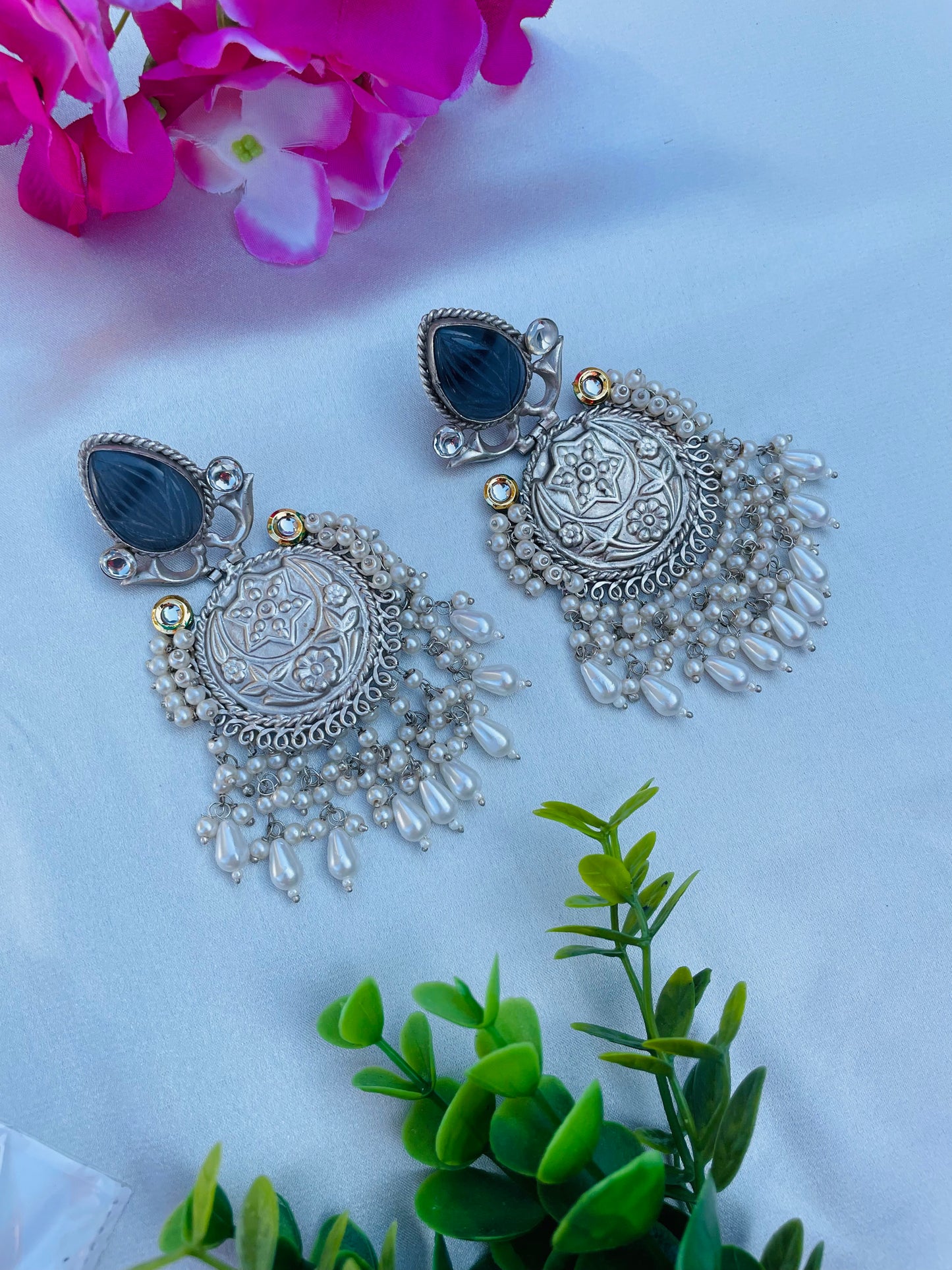 Silver look earrings