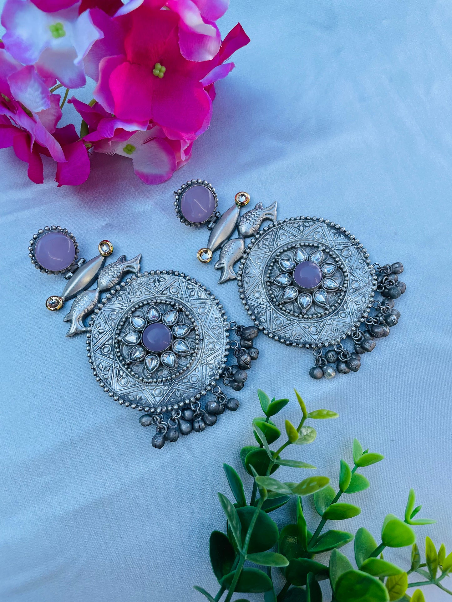 Silver look earrings