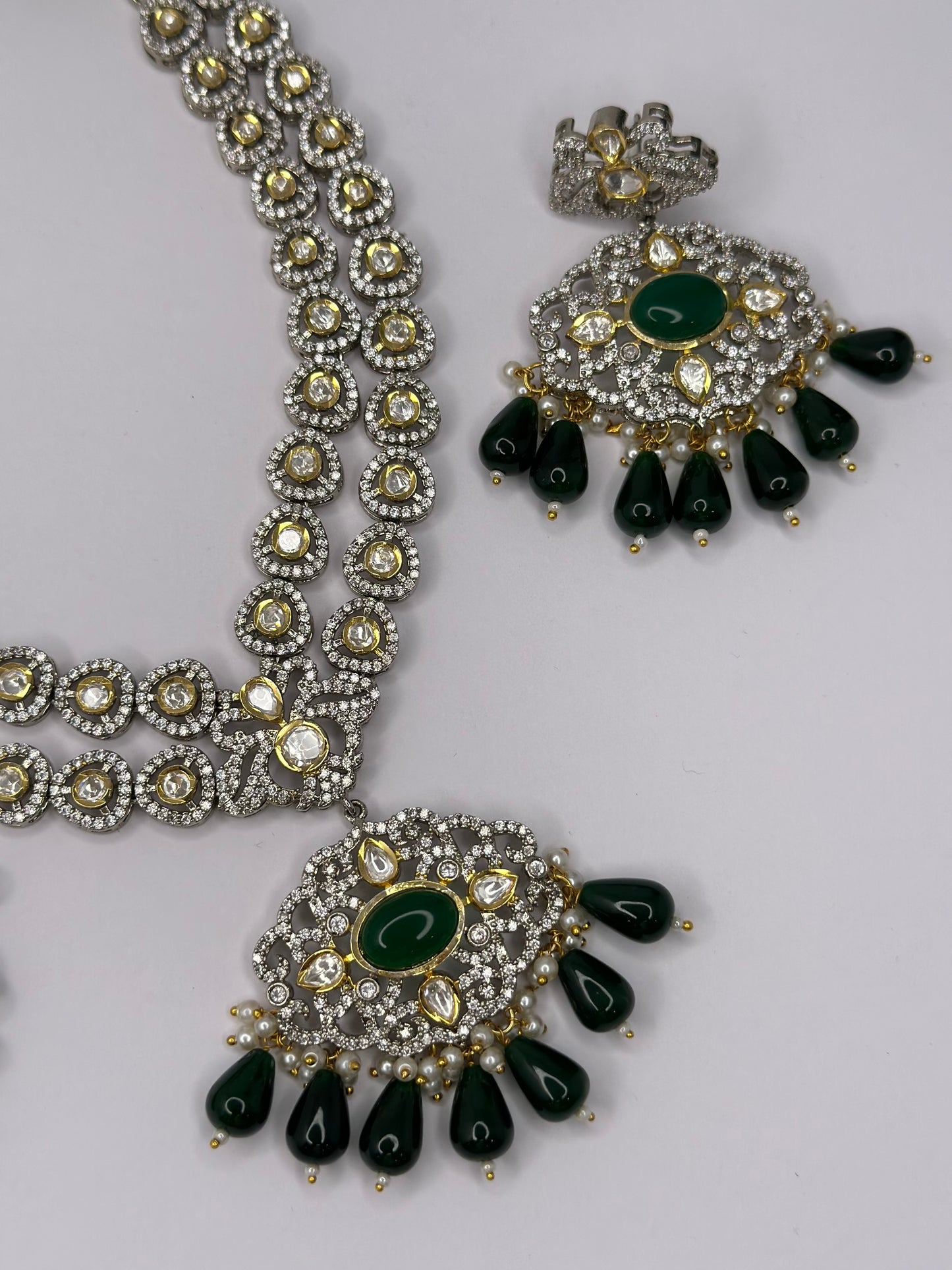 Double layer uncut Polki kundan set
