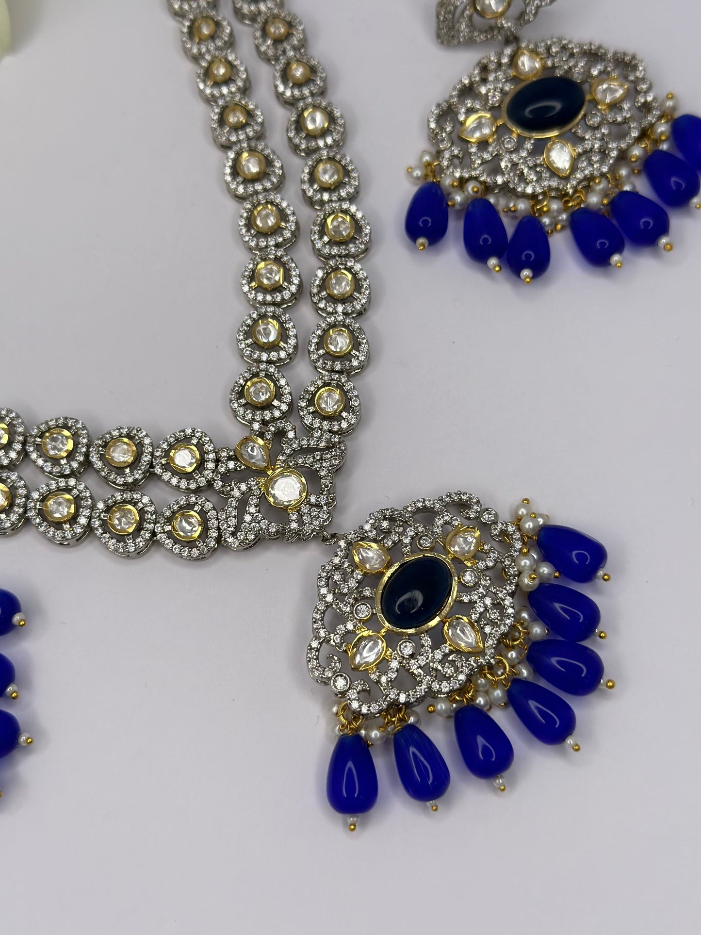 Double layer set in uncut Polki kundan