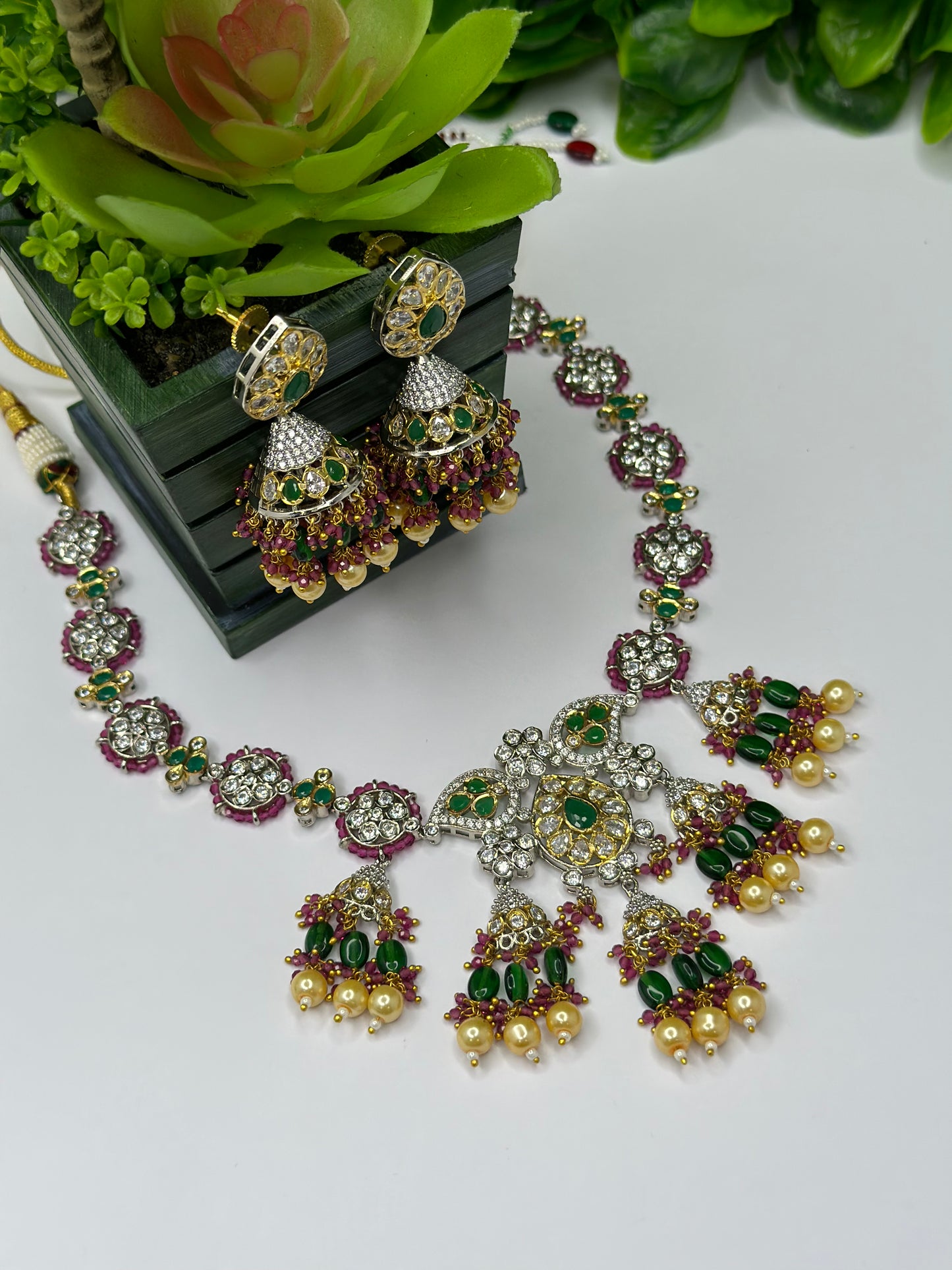 Necklace with jhumki in premium quality