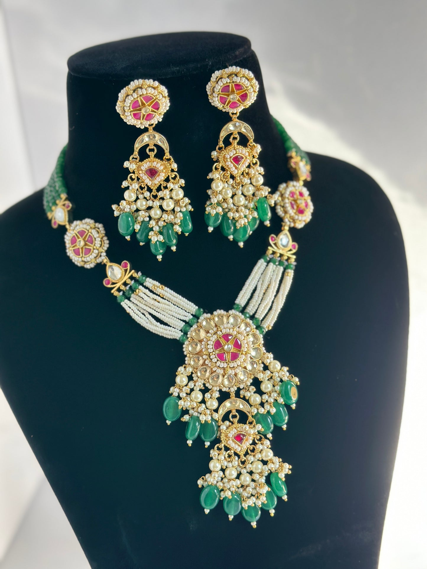 Pachi kundan necklace set