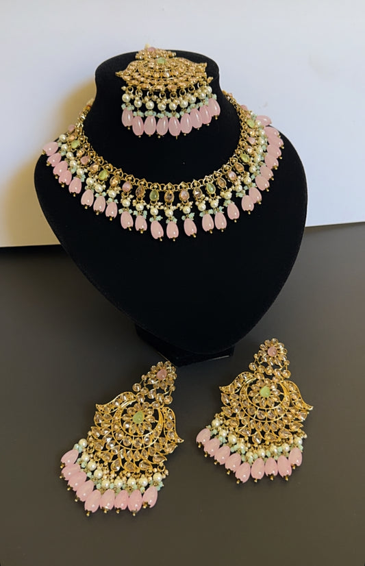 Necklace set mint & pink