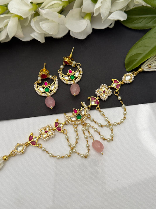Pachi kundan necklace set