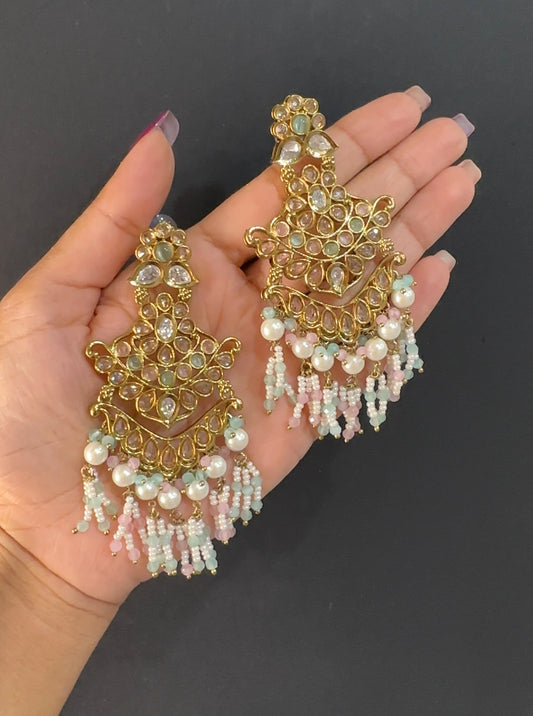 Polki earrings mint pink