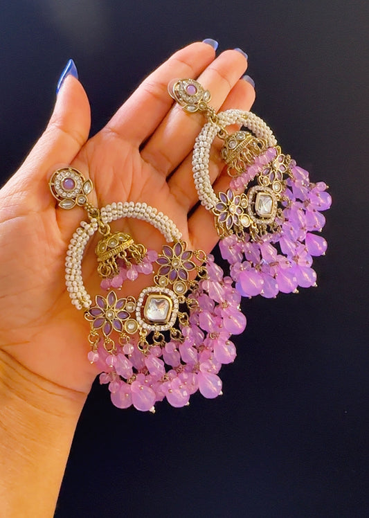 Kundan earrings Lavender