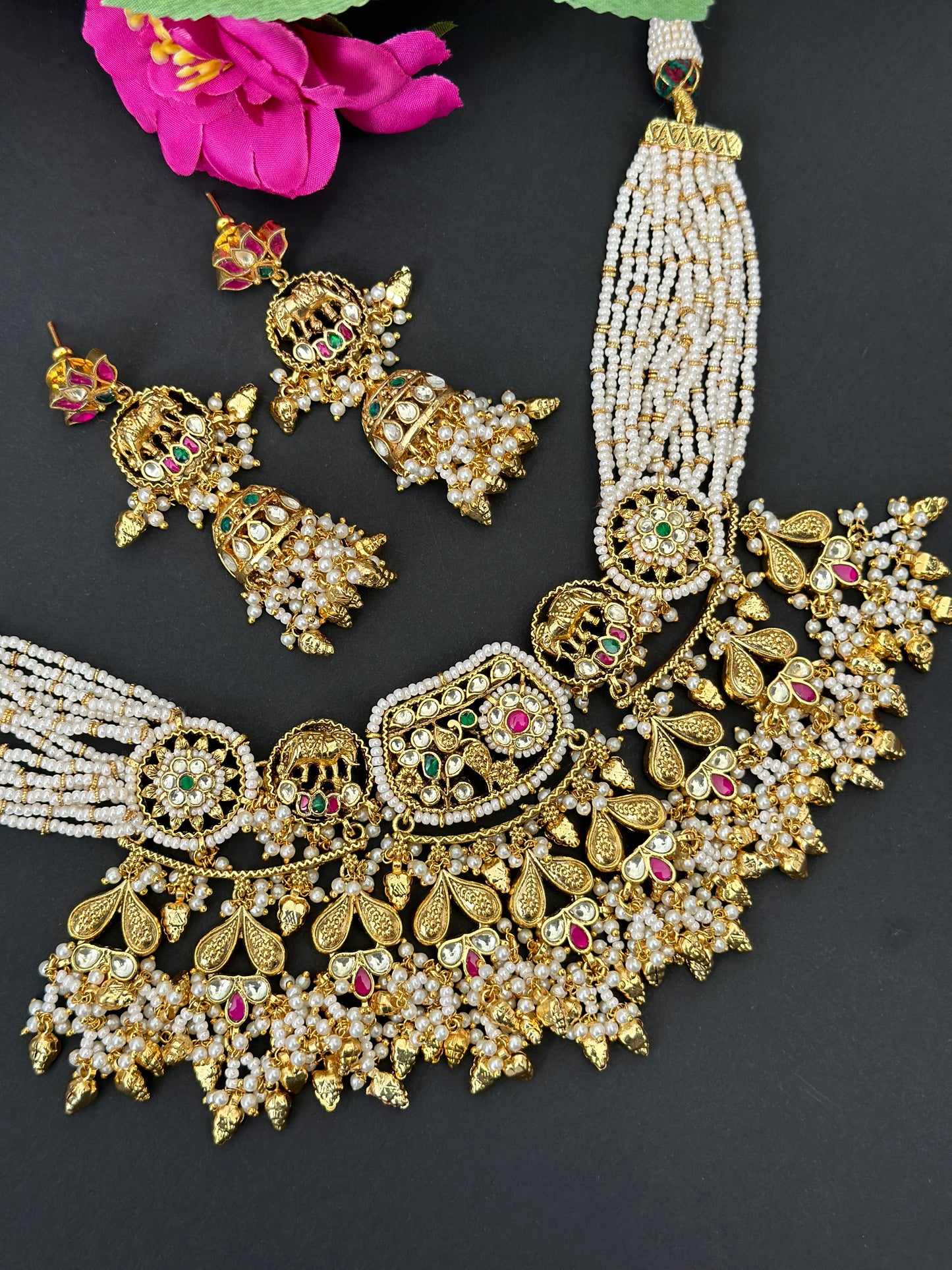 Pachi kundan necklace set