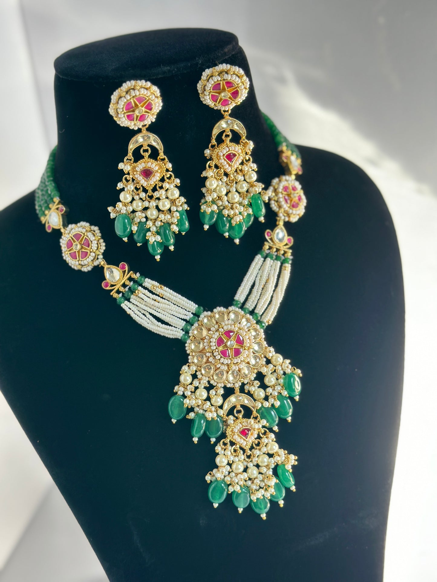 Pachi kundan necklace set