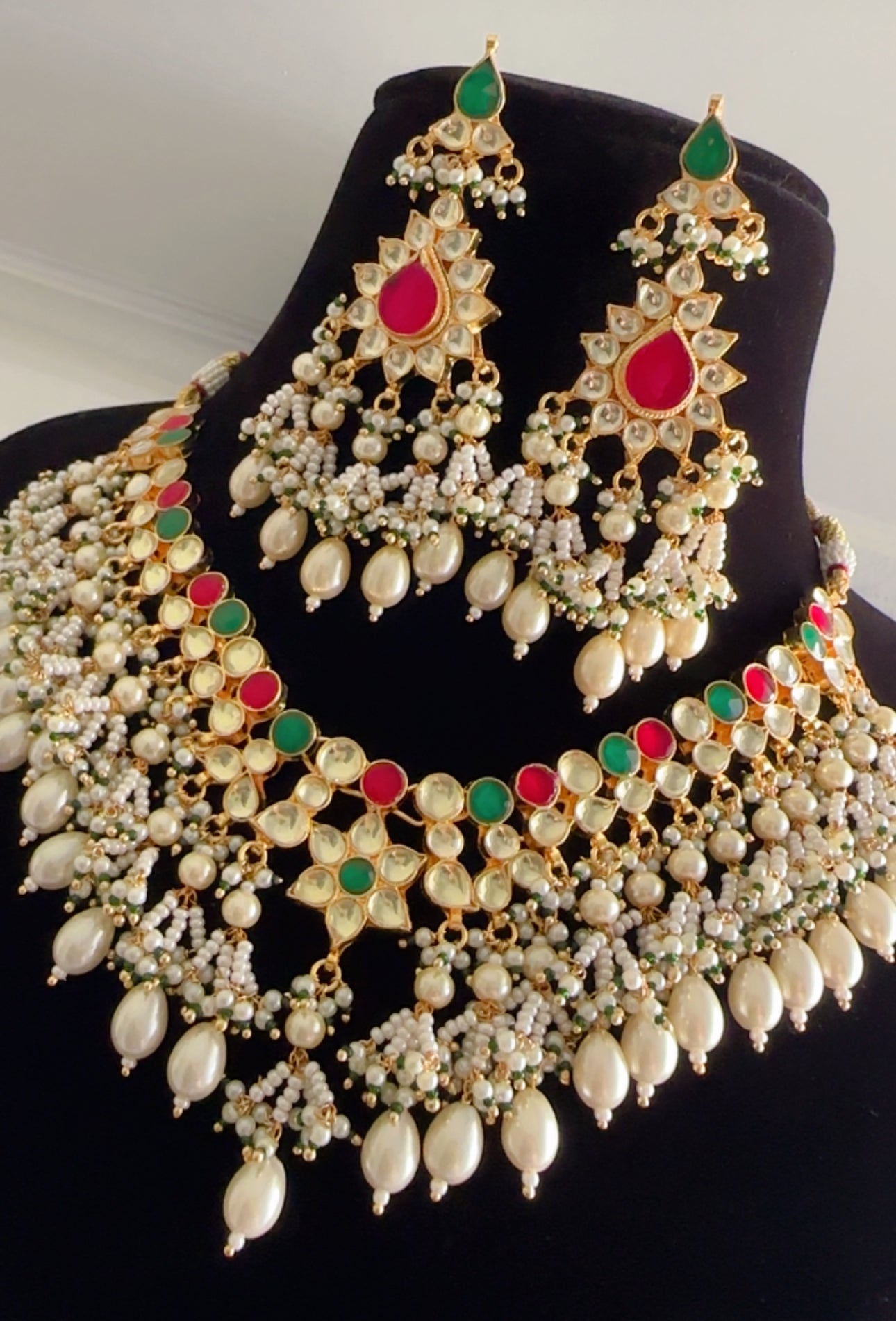 Pachi kundan necklace set