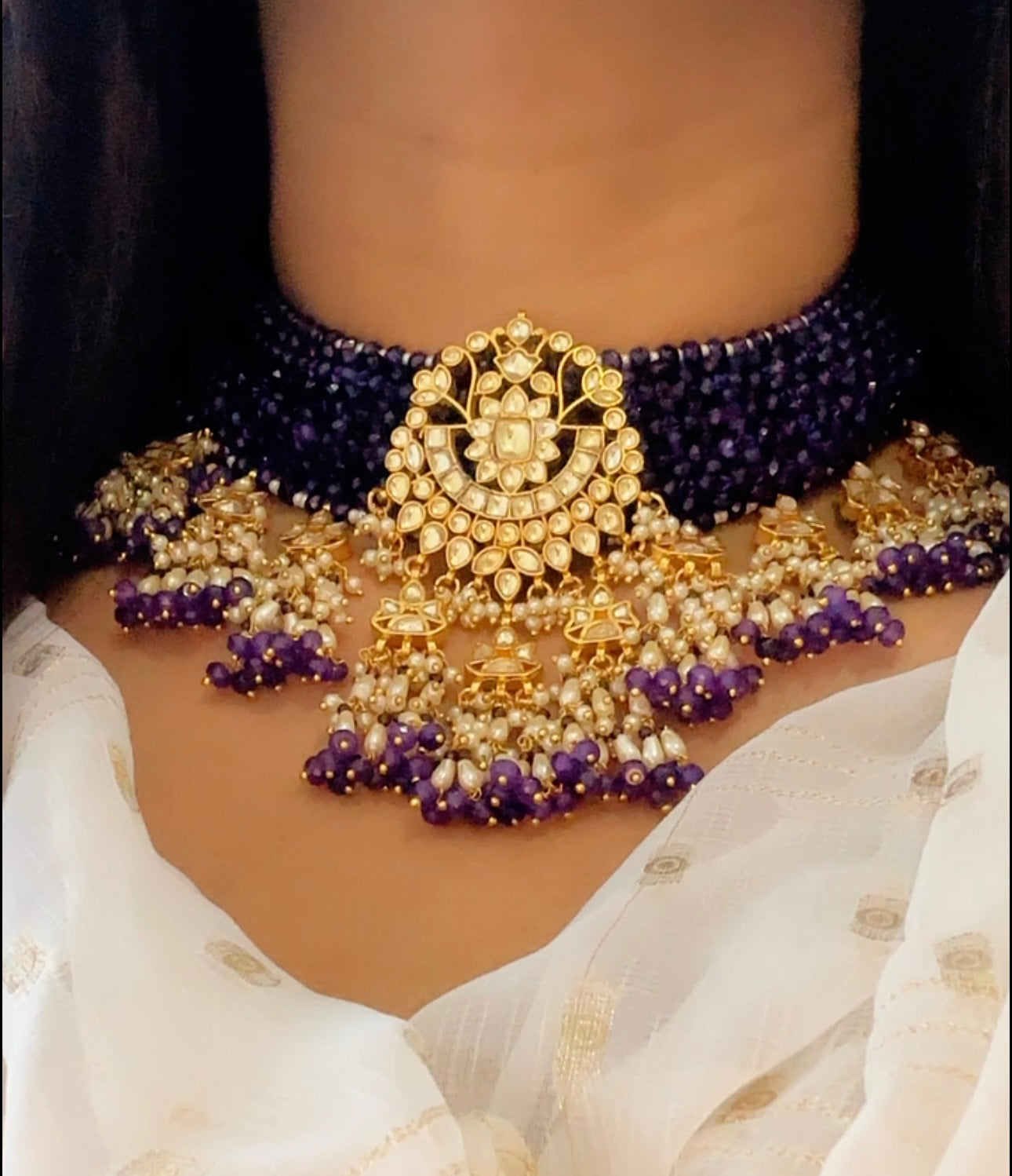 Pachi kundan necklace