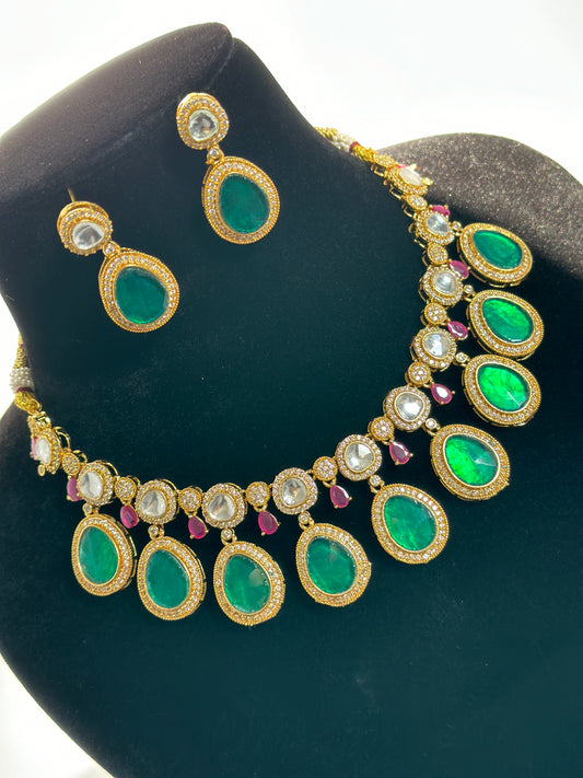 Pachi kundan necklace set