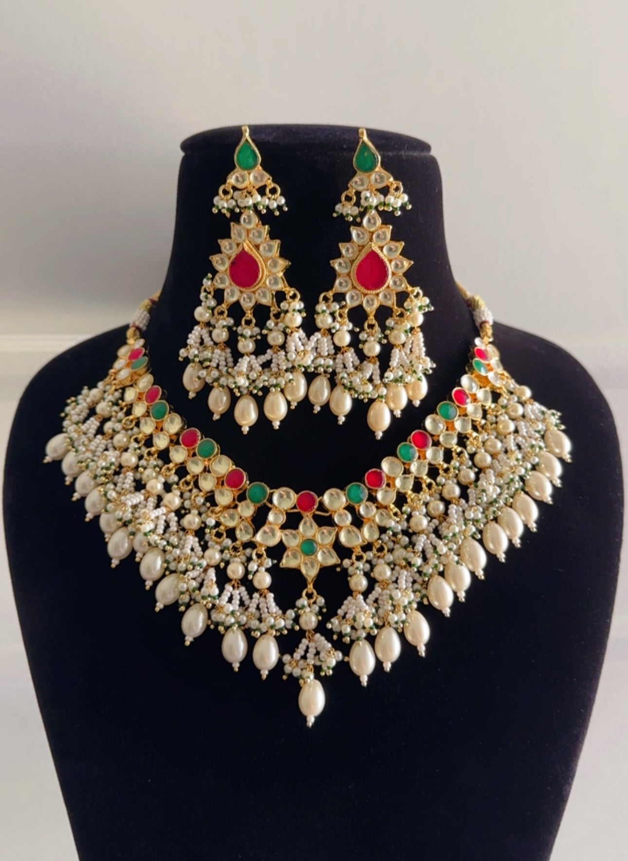 Pachi kundan necklace set