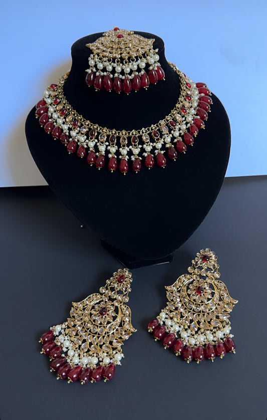 Necklace set mehroon