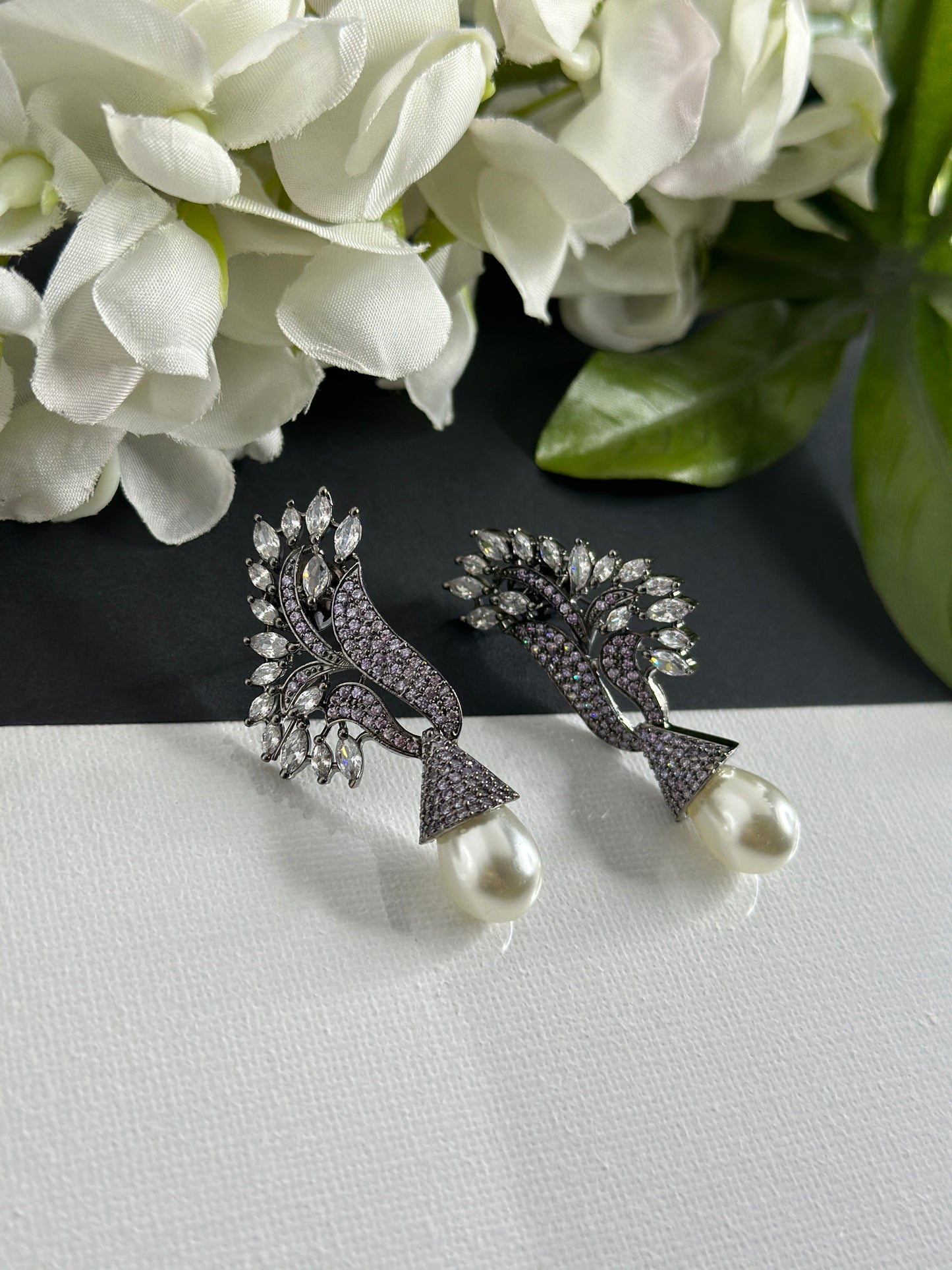 Lavender earrings in American diamonds