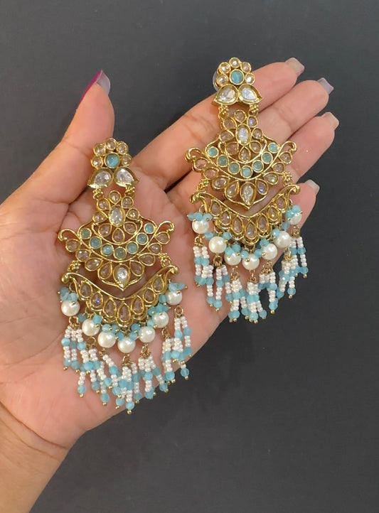 Polki earrings light blue