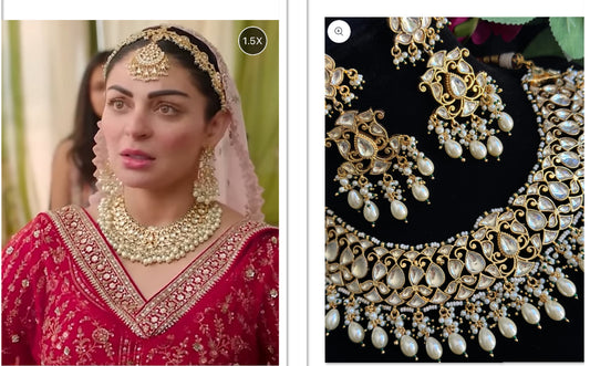 Pachi kundan necklace set