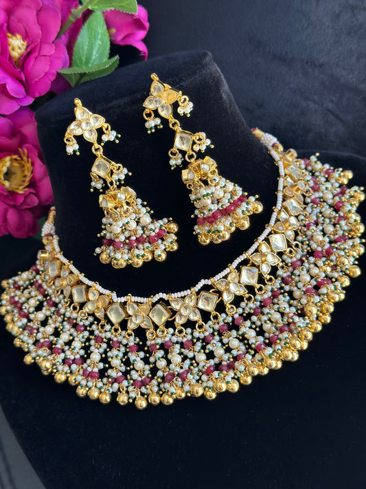 Pachi kundan necklace set