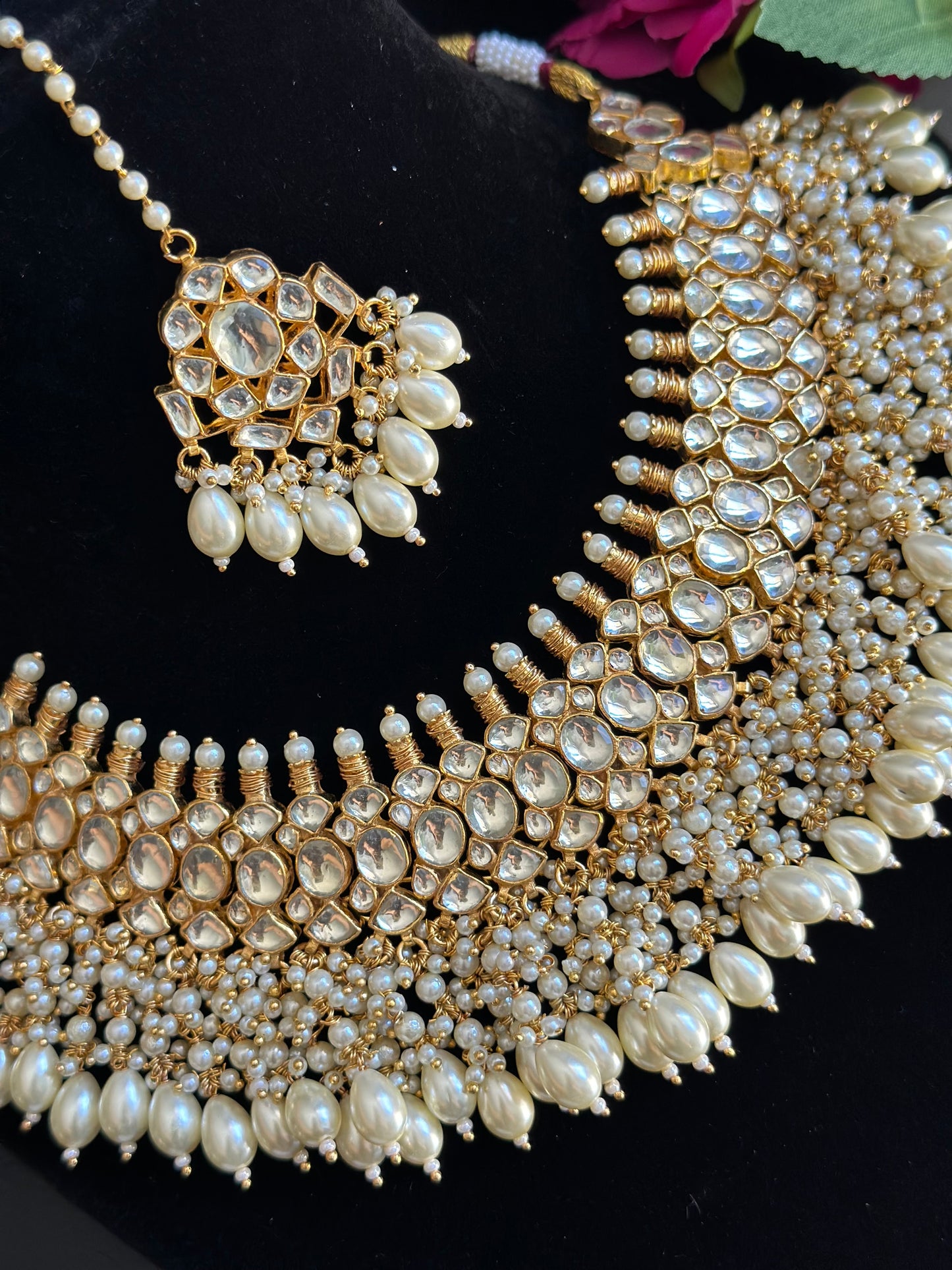 Pachi kundan necklace set