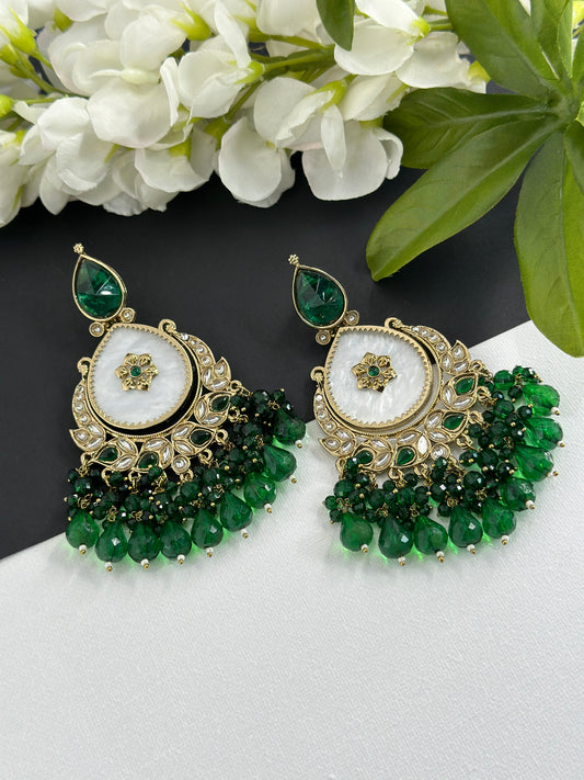 Kundan earrings Green