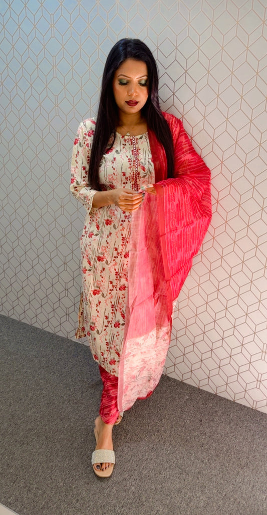 Cotton suit with dupatta