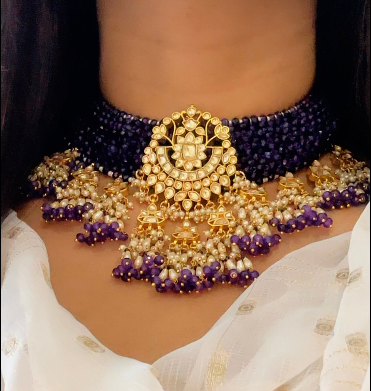 Pachi kundan necklace