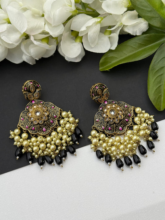 Kundan earrings black