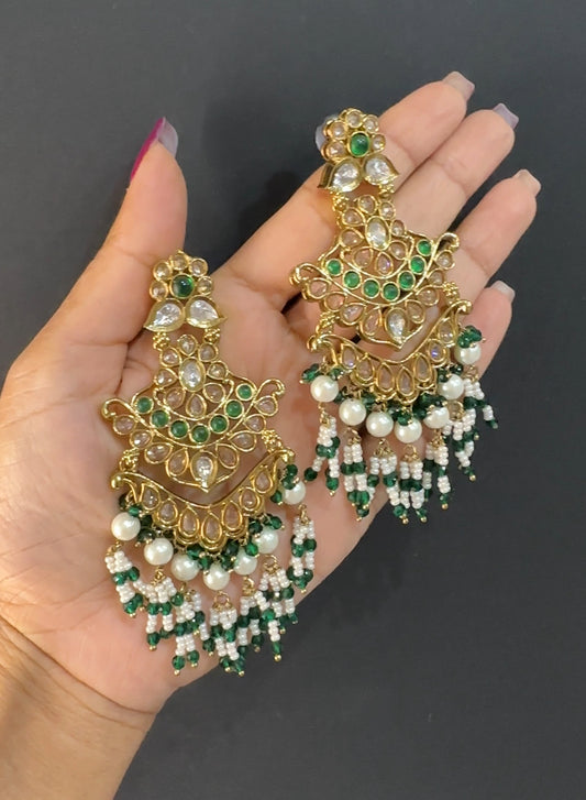Polki earrings green