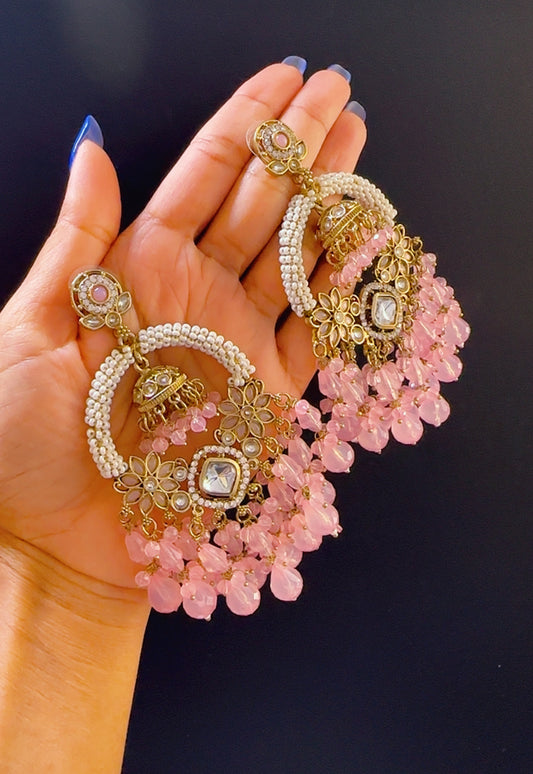 Kundan earrings Pink