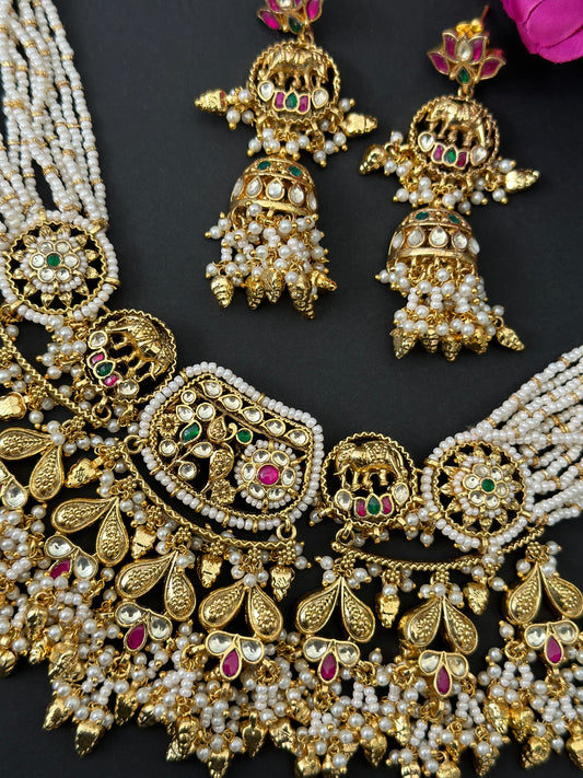 Pachi kundan necklace set