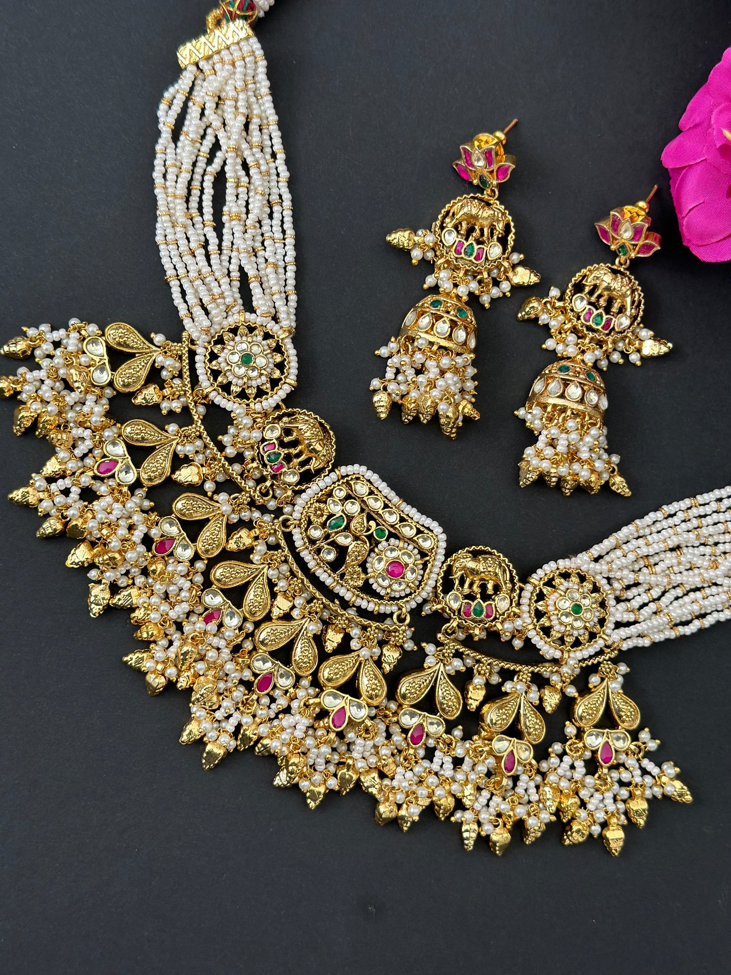 Pachi kundan necklace set