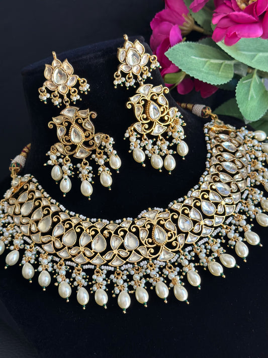 Pachi kundan necklace set