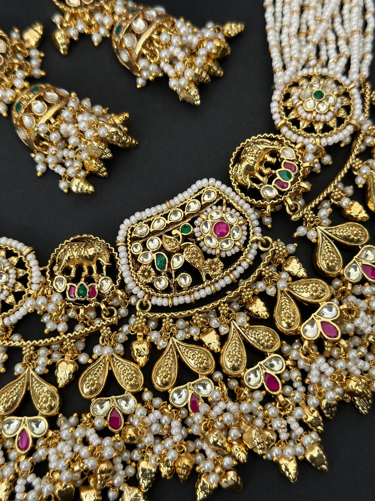 Pachi kundan necklace set