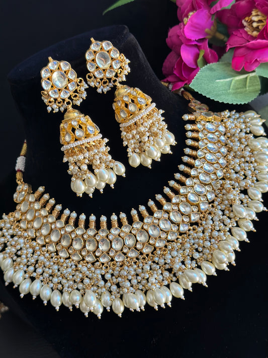 Pachi kundan necklace set