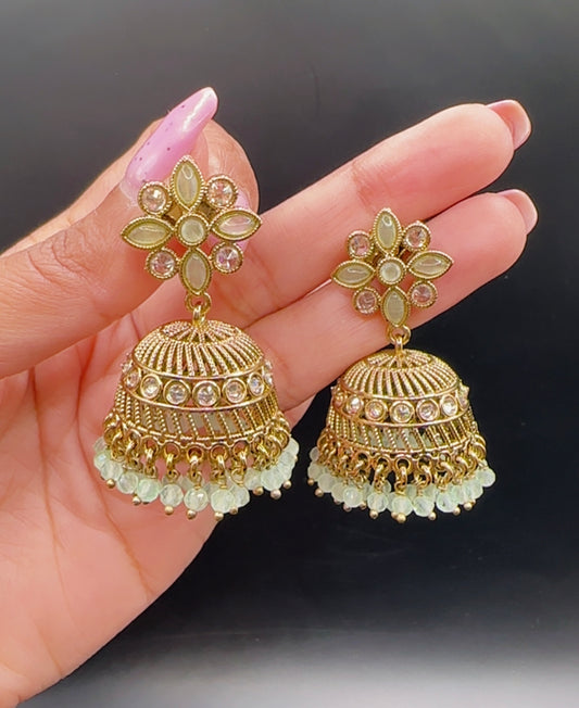 Jhumki in mint colour