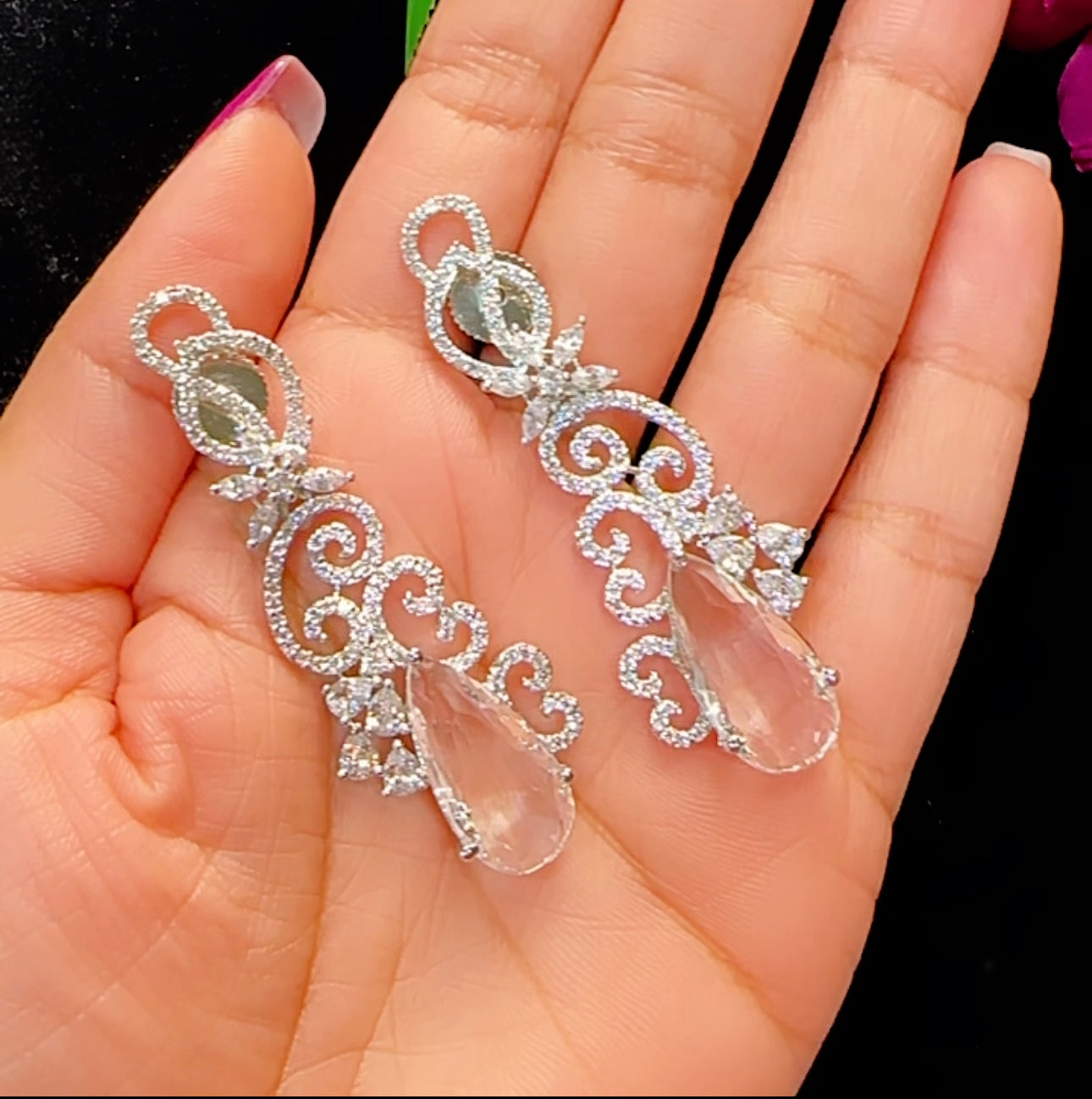 Earrings in American diamonds