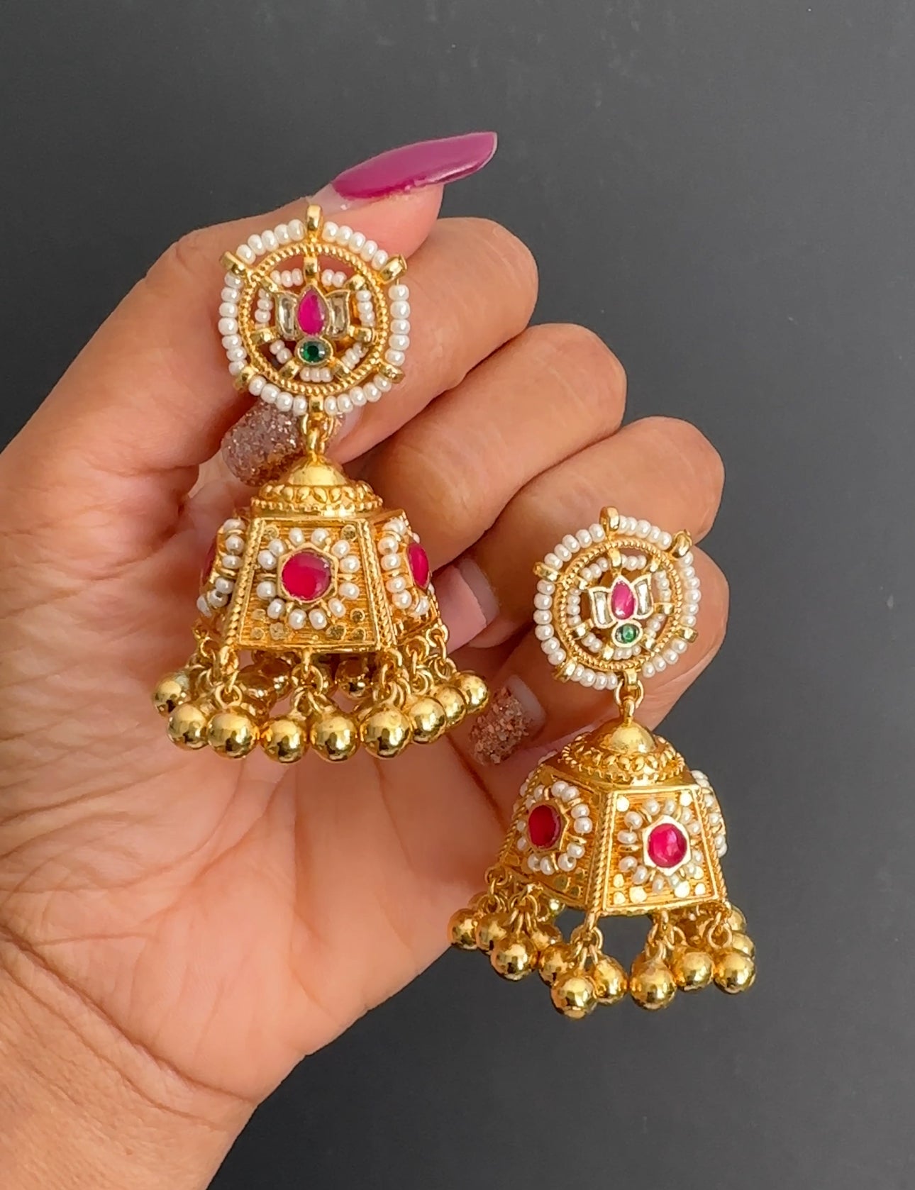 Pachi kundan jhumki